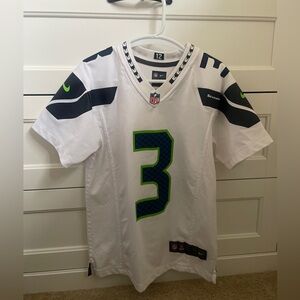 NFL Kids White Seahawks Jersey with Black and Green Details